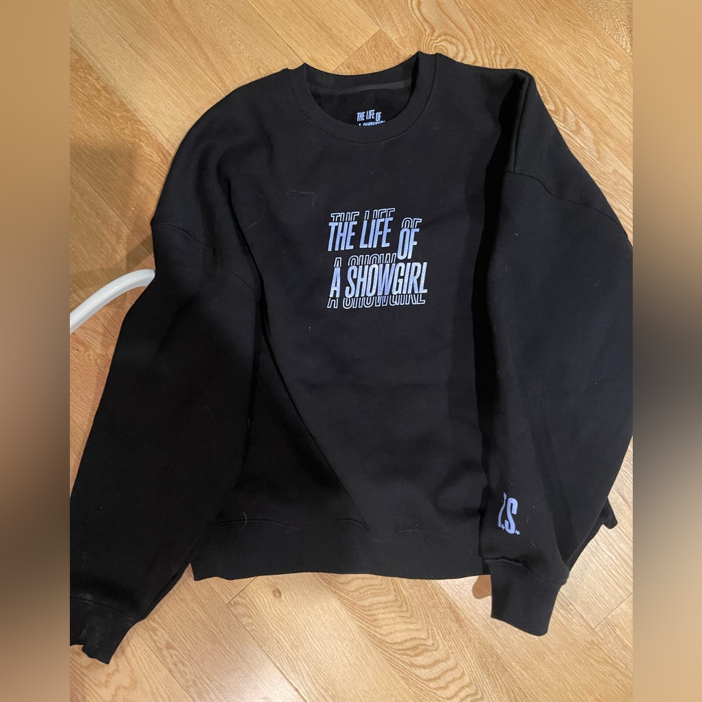 Taylor Swift Black Crewneck Sweater with Blue Graphic